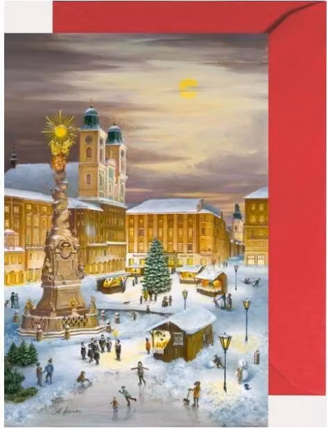 Mini calendario dell'Avvento di Linz con 24 finestrelle e motivi artistici