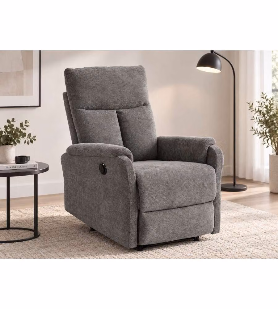 Alba Poltrona Relax Elettrica Grigio Scuro 75x89x101 cm Reclinabile