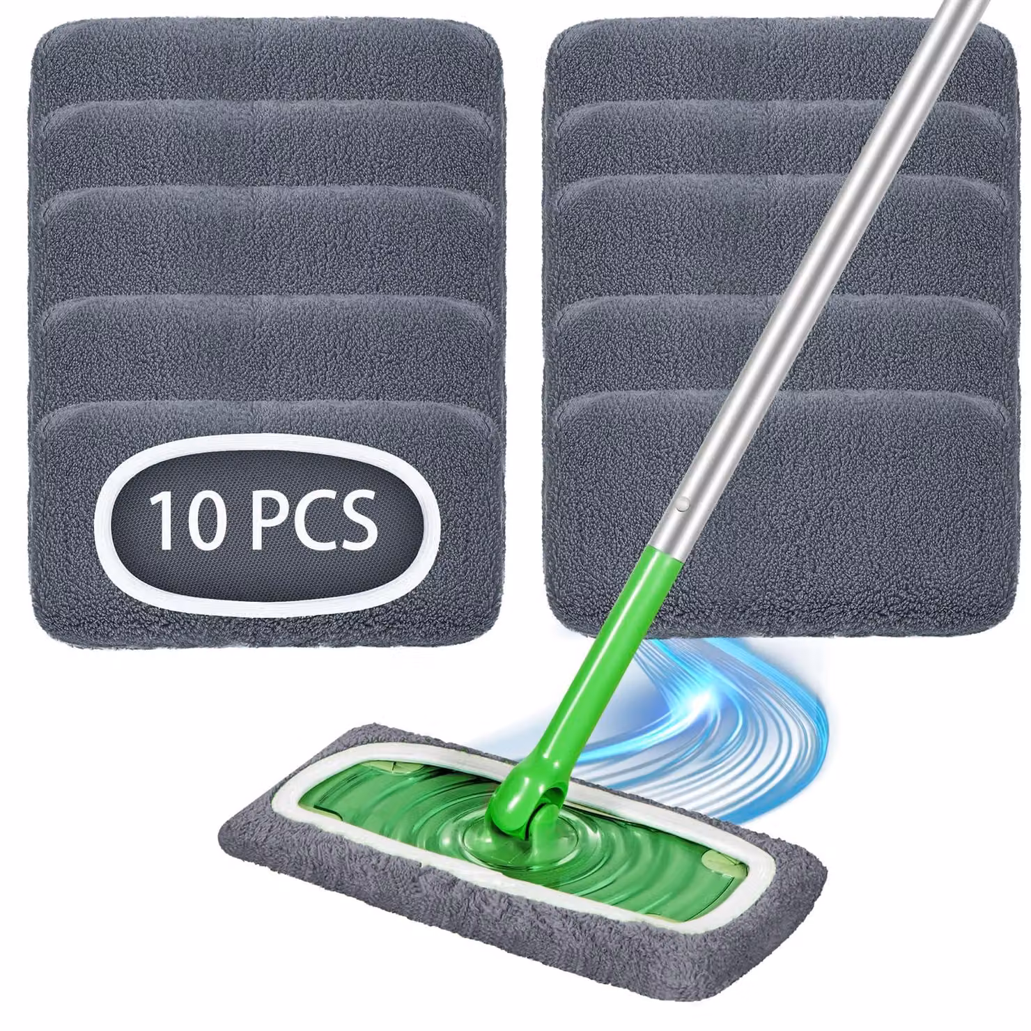 Confezione da 10 tappetini in microfibra riutilizzabili, color grigio