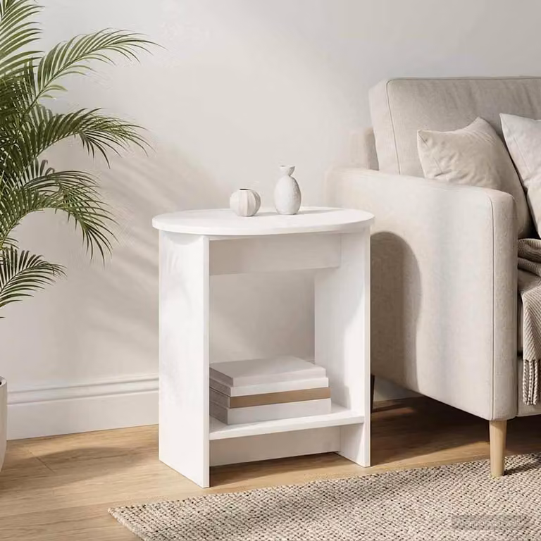 vidaXL Tavolo laterale rettangolare bianco in legno ingegnerizzato MDF, L 50 cm x P 39,5 cm x H 55 cm