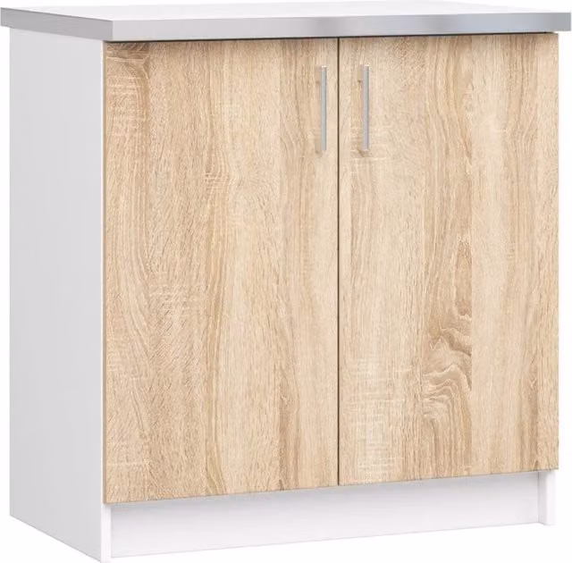 Mobile cucina modulare AKORD LIMA con piano di lavoro, 2 ante, Bianco e Sonoma Quercia, L/P/H: 80 x 44,5 x 82 cm