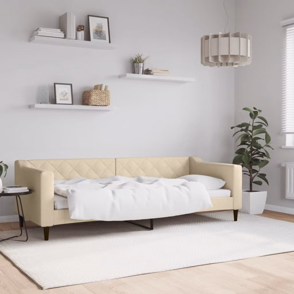 Maison Exclusive - Letto a giorno color crema, 80x200 cm, rivestito in tessuto