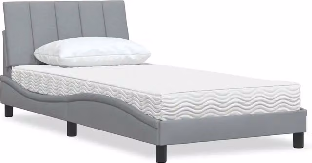 Letto con Materasso Hanko vidaXL in Tessuto Grigio e Bianco L/P/H: 200 x 100 x 30 cm