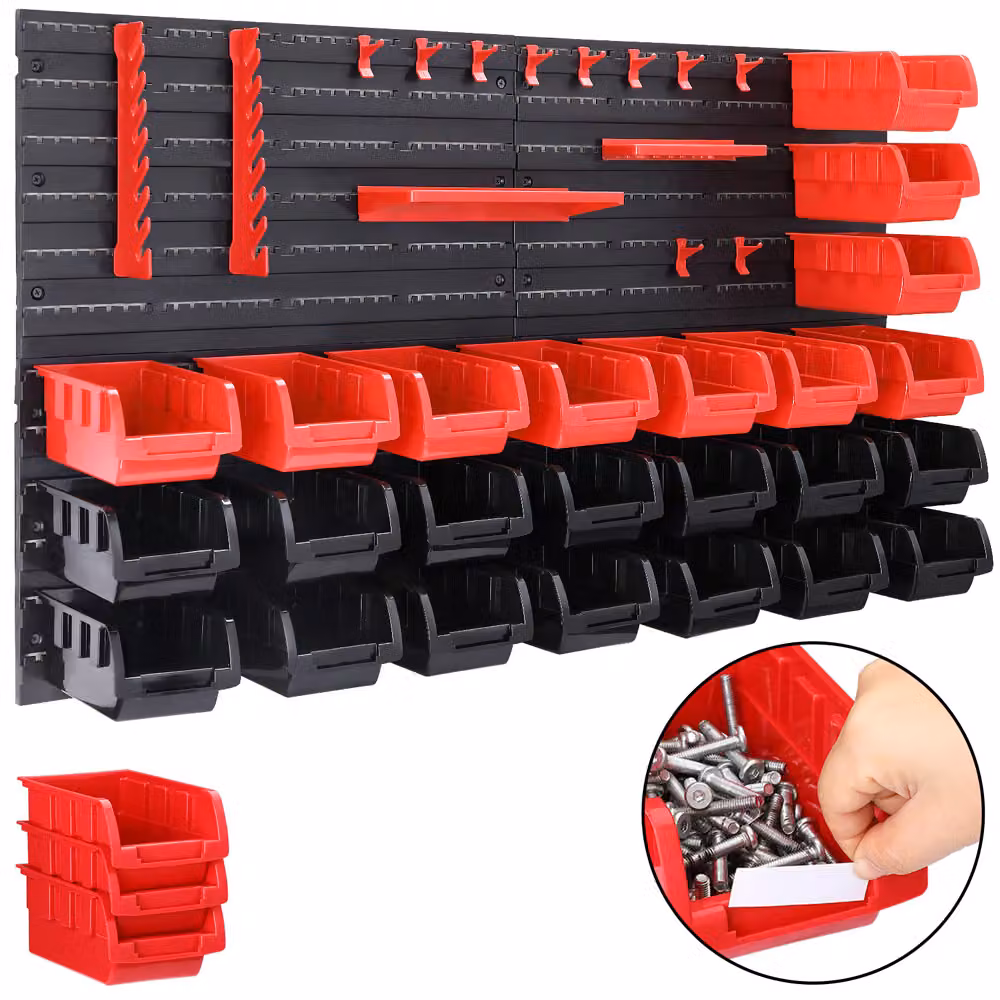 Scaffale a muro DEUBA officina 97 pezzi nero e rosso in plastica – 2
