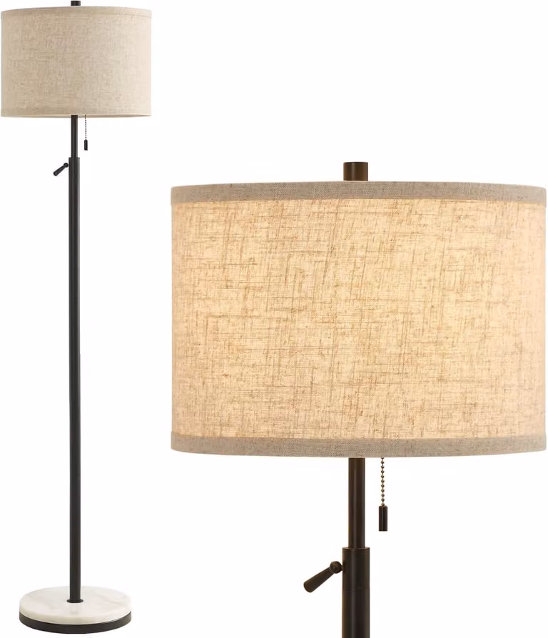 Lampada da terra moderna, regolabile in altezza, realizzata in marmo nero