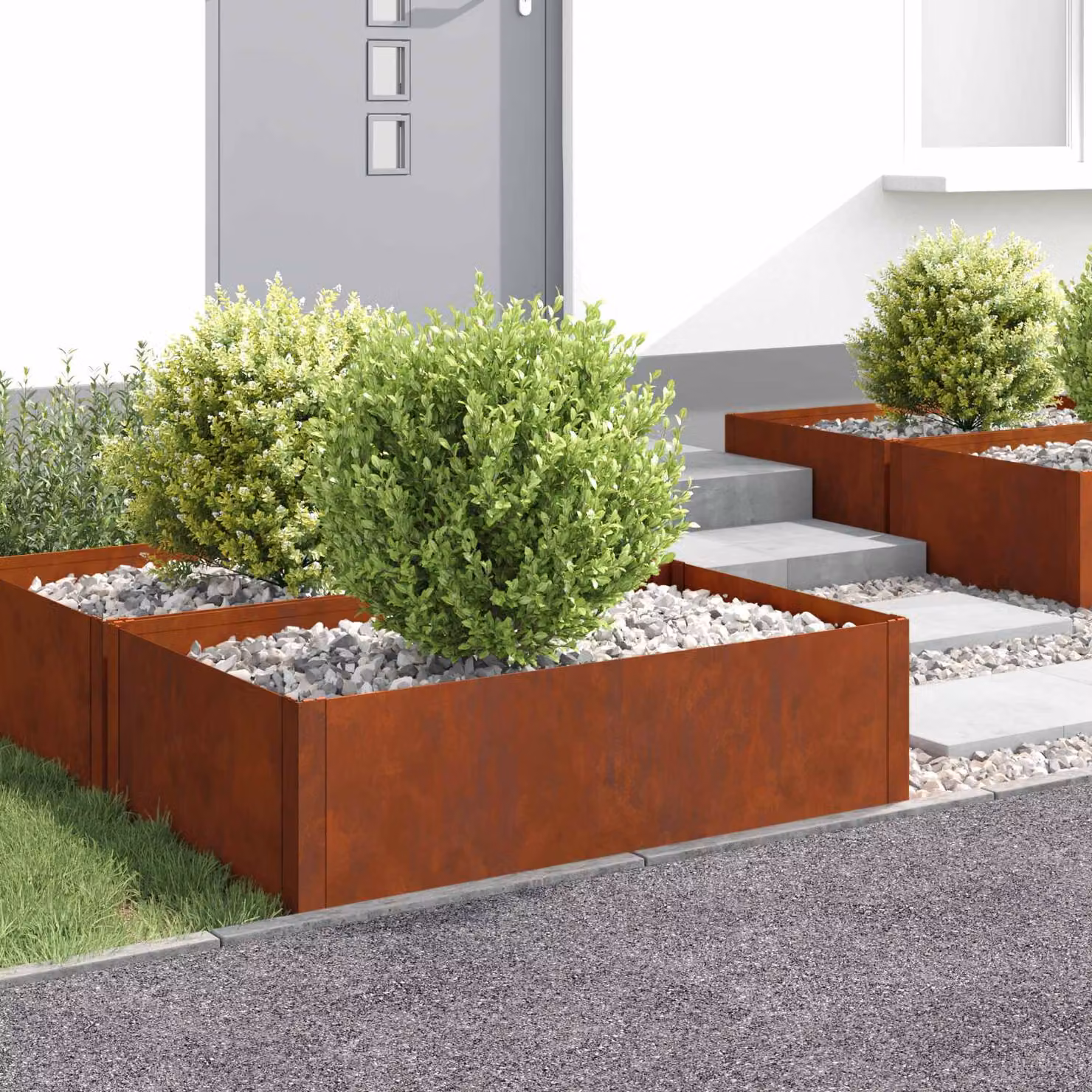 Set di 4 bordure per prato vidaXL in acciaio color ruggine L 100 cm x P 60 cm x H 35 cm