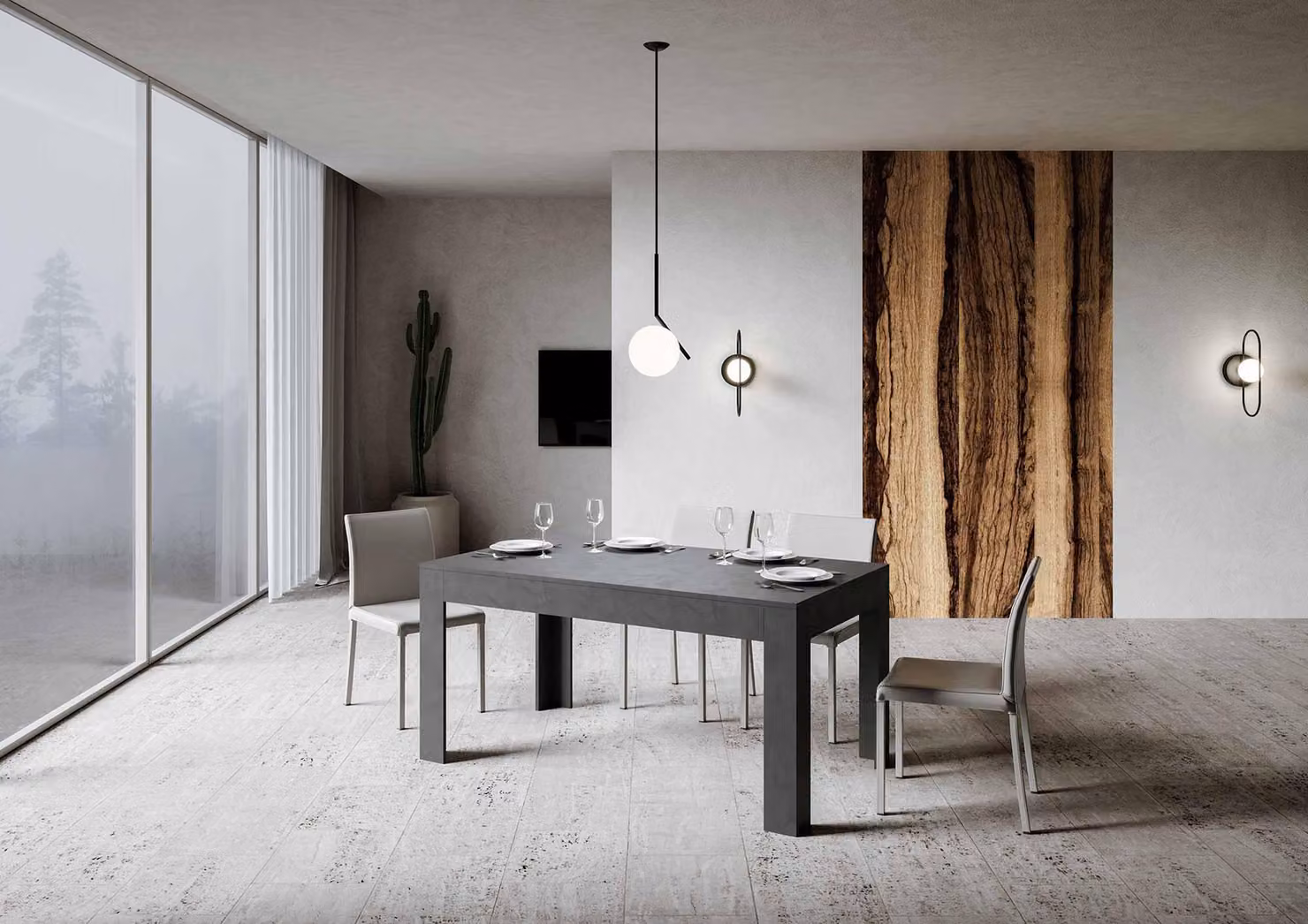ITAMOBY - Tavolo allungabile 160/220x90 cm Bibi antracite spatolato