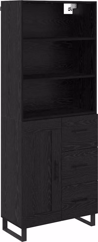 Credenza con cassetto 2 pcs Rovere Nero Legno multistrato