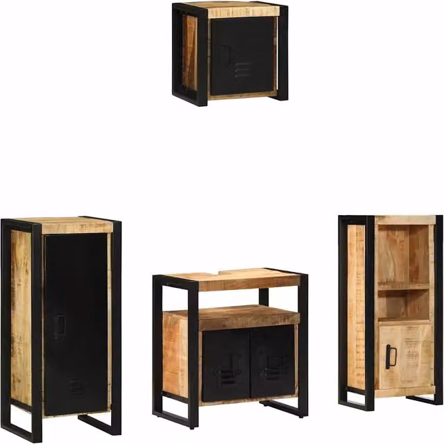 Set di mobili per il bagno 4 pz Marrone e Nero 40 x 35 x 90 cm 3305644