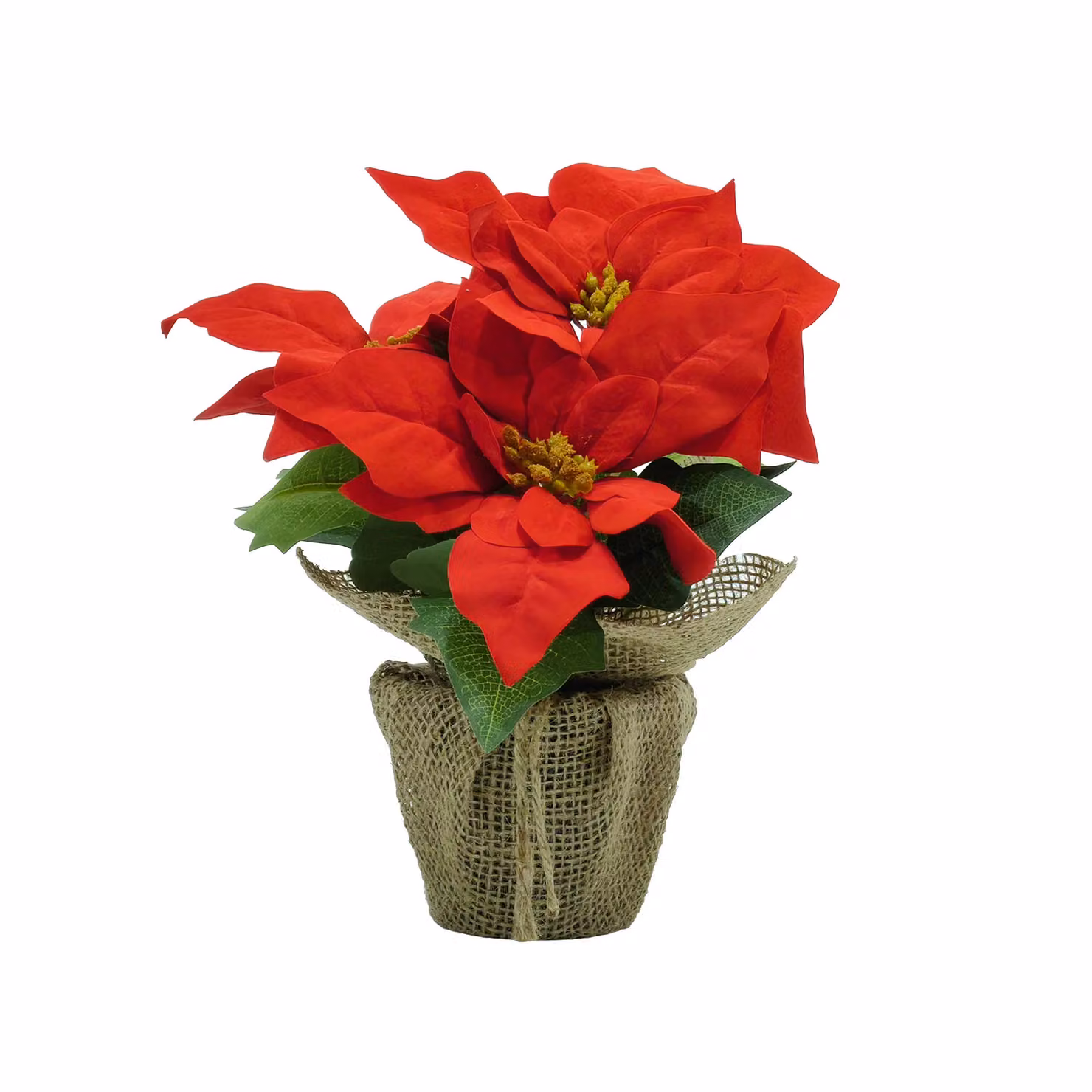Pianta Natalizia Artificiale Stella di Natale Decorativa in Vaso VESTIAMO CASA, Colore Rosso e Verde, Altezza: 24 cm – 1