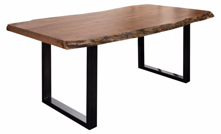 MASSIVMOEBEL24 | FREEFORM 5 Tavolo da pranzo in legno di acacia - laccato natur / gambe in ferro - antracite lucido 200x100x77