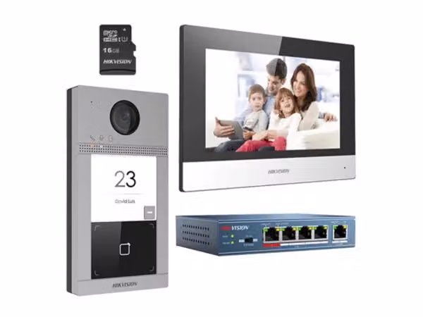 Kit videocitofono IP Hikvision con videocamera da 2 Mpx e lettore Mifare per sblocco serratura – 2