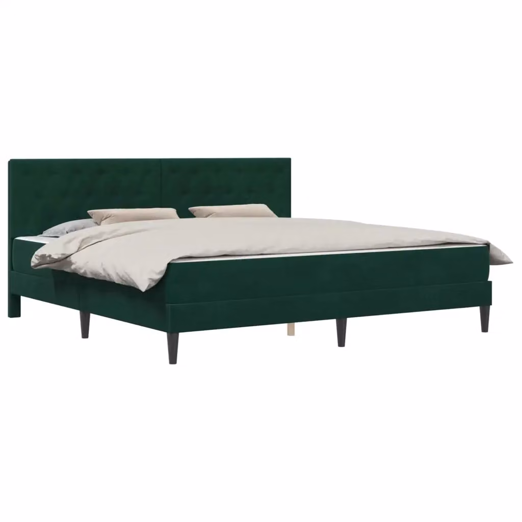 Letto moderno con struttura imbottita in velluto verde vidaXL L: 184 cm, P: 202 cm, H: 280 cm – 2