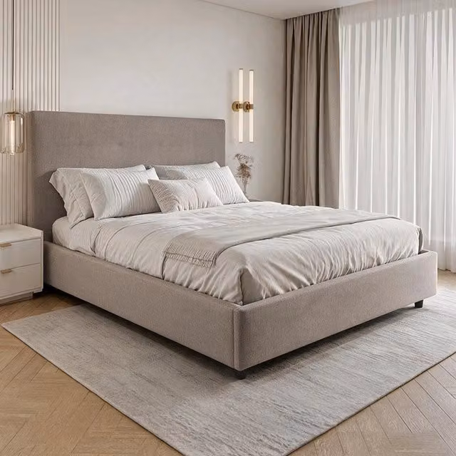 Letto Matrimoniale contenitore Ascoli 180x200 tessuto idrorepellente Aragon tortora