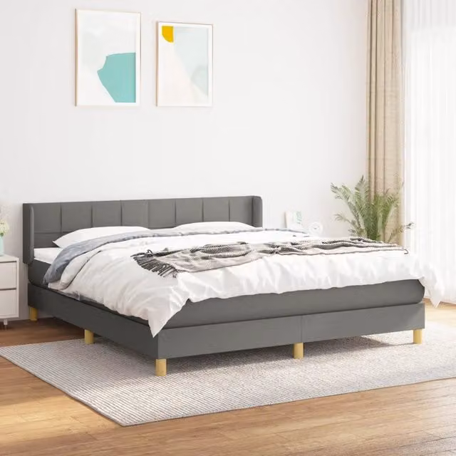 Letto Ibrido vidaXL con Giroletto a Molle e Materasso Grigio e Bianco L/P/H: 160 x 200 x 88 cm – 1