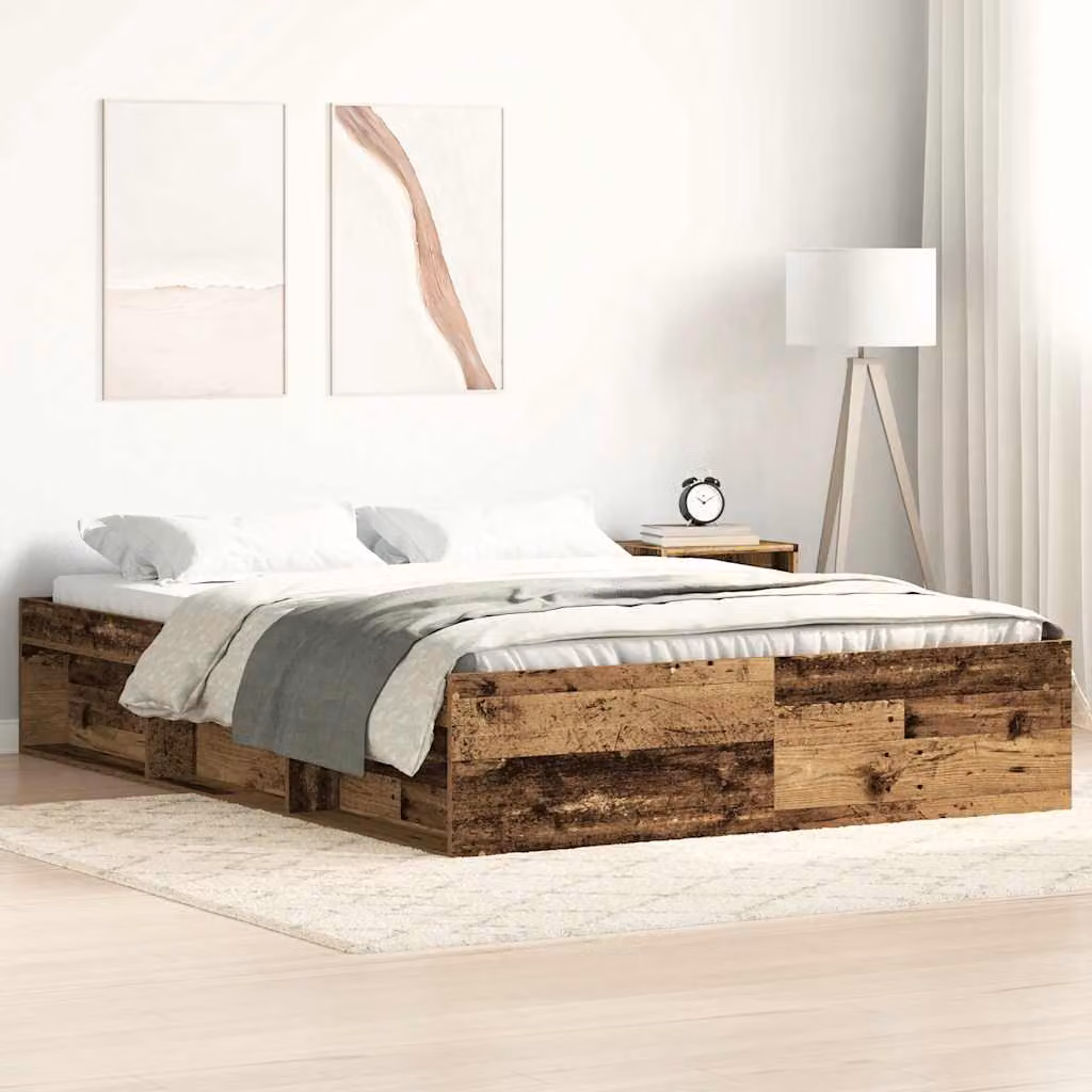 Giroletto vidaXL in legno di pino color marrone con doghe fisse, L/P/H: 200 x 160 x 35 cm