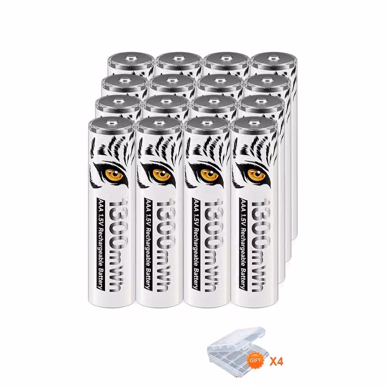 Batterie AAA ricaricabili agli ioni di litio, capacità di 1300 mWh, caricabatterie rapido con porta USB, confezione da 16 pezzi