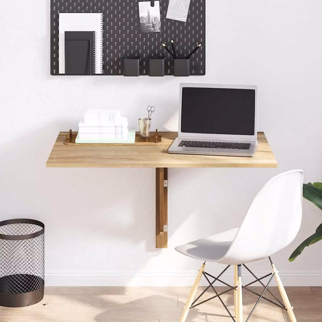 vidaXL Tavolo Pieghevole da Parete in Legno Rovere Marrone L: 100 cm, P: 60 cm