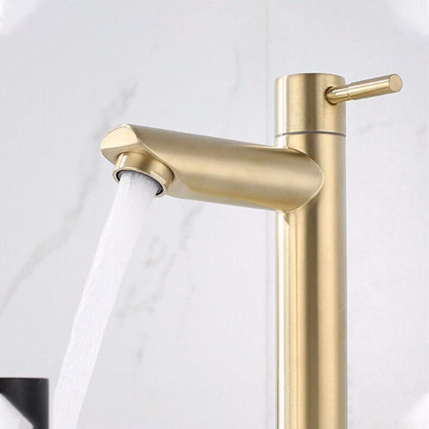 Miscelatore per lavabo a cascata, monocomando, finitura oro spazzolato, stile vintage, attacco G1/2