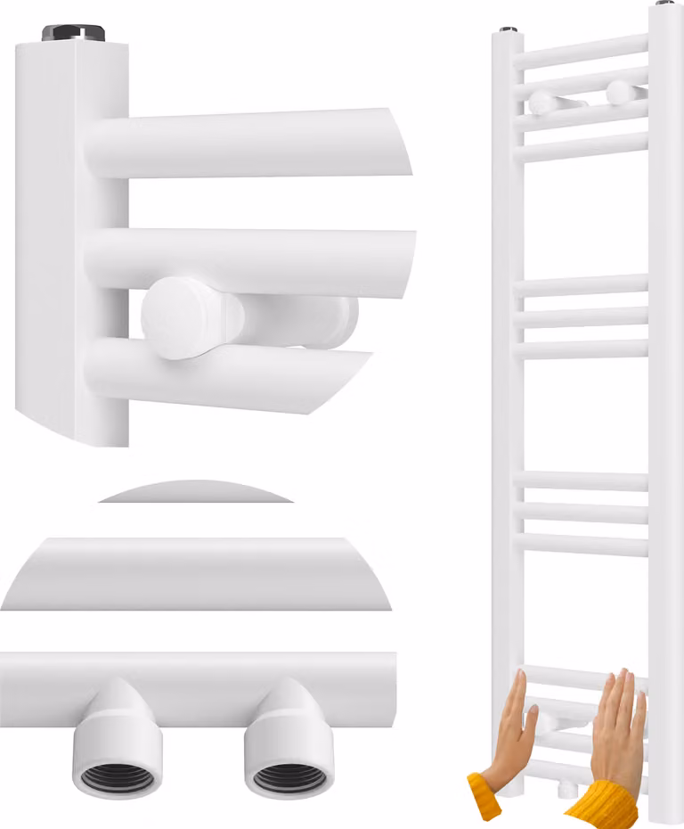 Granitan - Termoarredo bagno - Scaldasalviette 100x30 cm - Radiatore bianco - 271 W - RAVEN