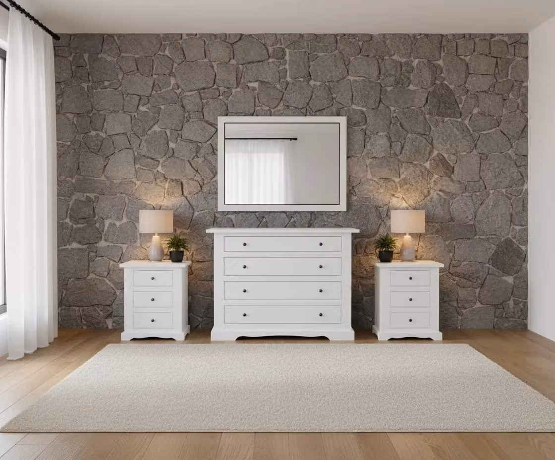 Set composto da letto comò e 2 comodini in stile classico bianco opaco Mobili 2G – 1