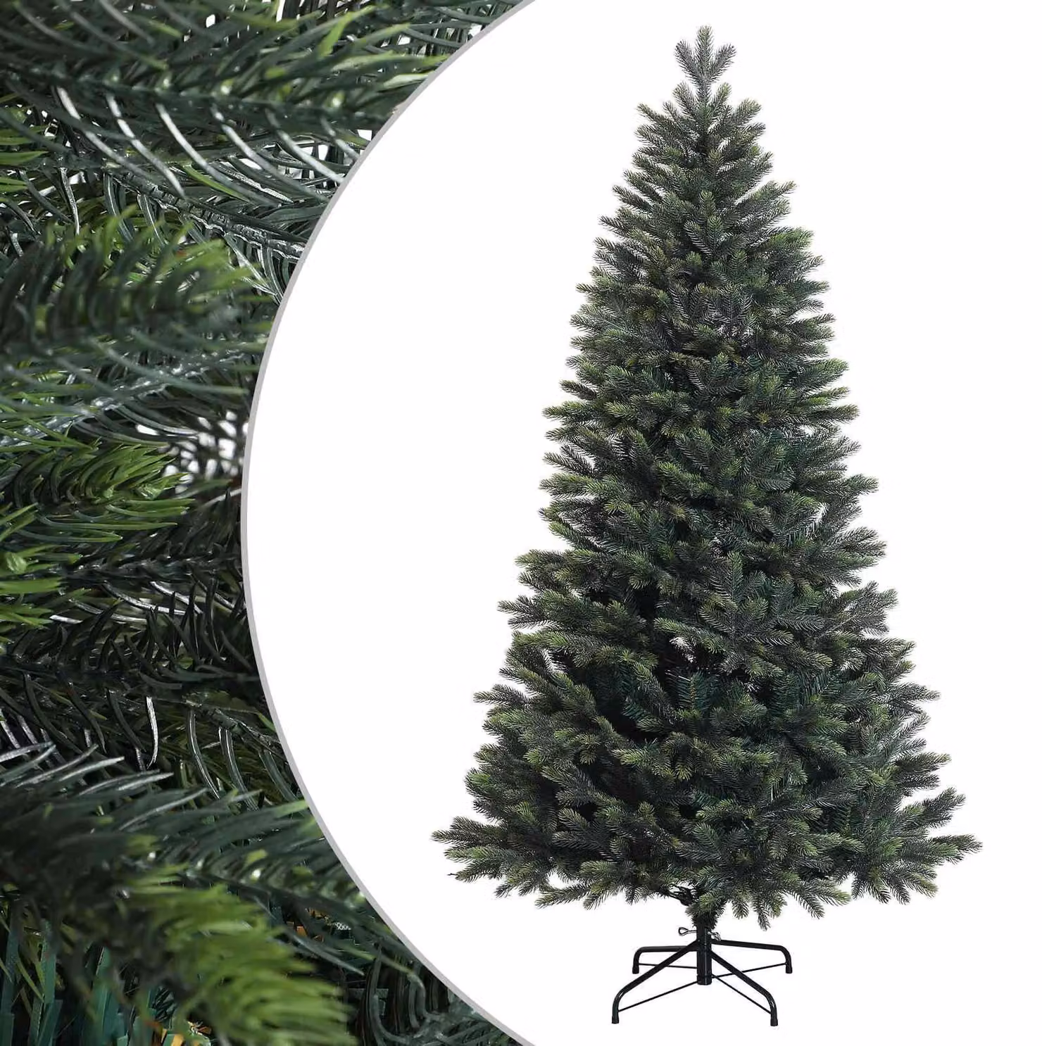 Albero di Natale artificiale pieghevole, altezza 120 cm, realizzato in PVC e metallo