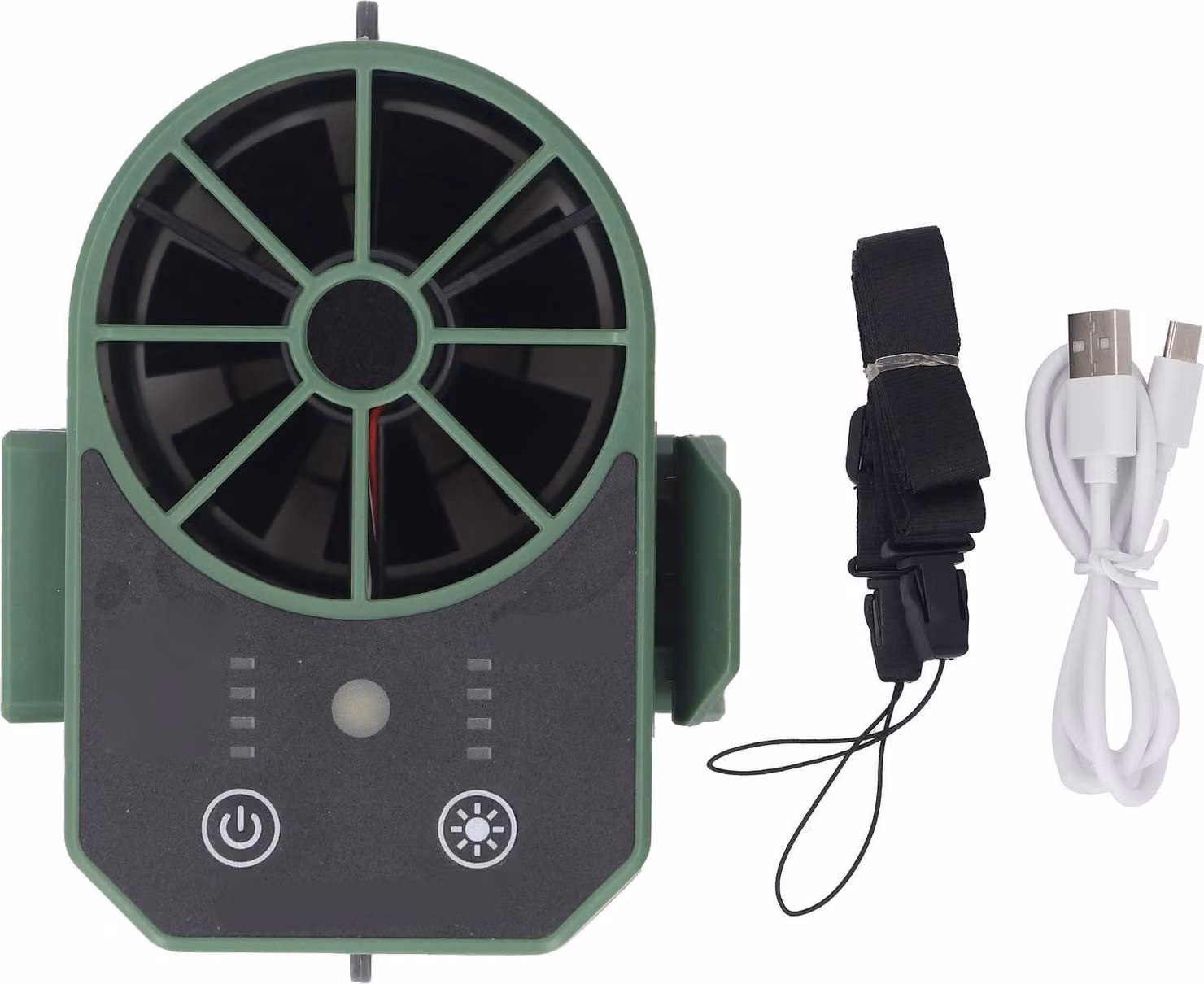 Ventilatore a vita 4 velocità regolabile USB ricaricabile cintura portatile con luce LED per Out OD Green 5000mah