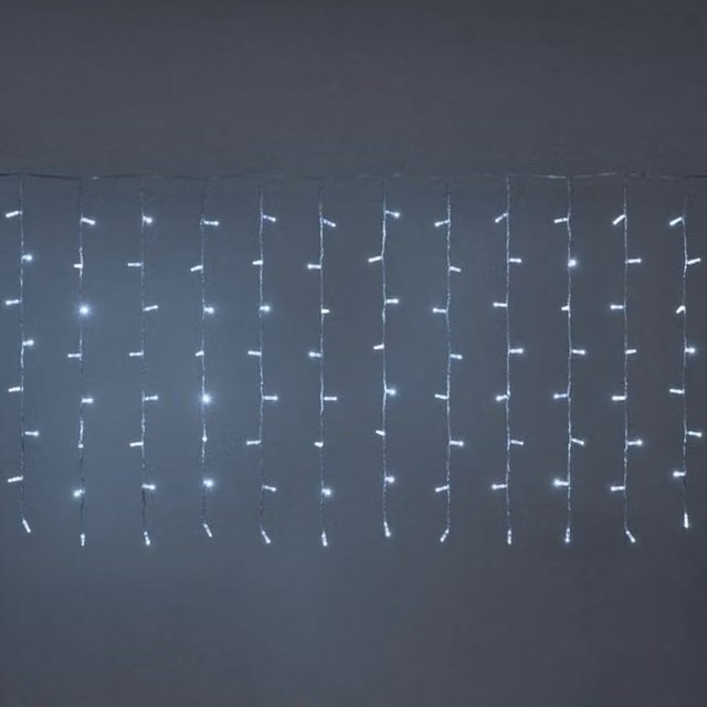 Tenda luminosa natalizia con 1000 luci LED bianco freddo con timer H 100 x L 500 cm
