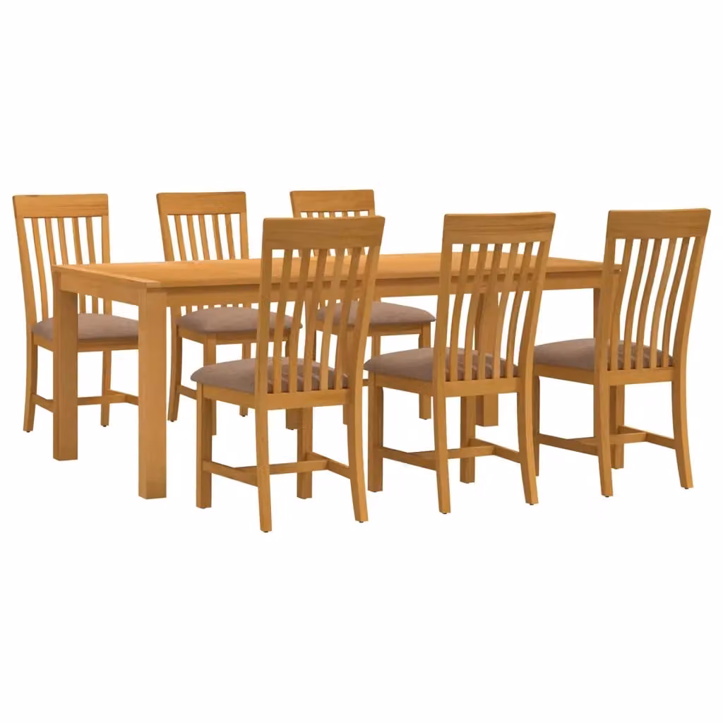 Set da pranzo moderno vidaXL in legno di quercia composto da tavolo rettangolare e 6 sedie, Grigio e Marrone, L: 200 cm, P: 100 cm, H: 75 cm – 2