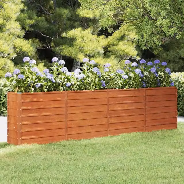 Letto rialzato da giardino vidaXL in acciaio Corten color ruggine L: 320 cm, P: 40 cm, H: 77 cm