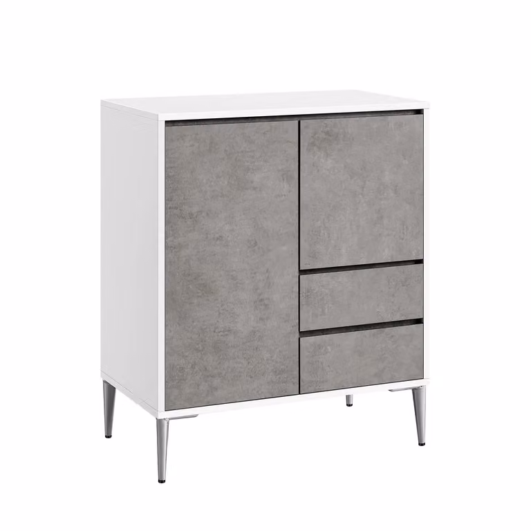Mobiletto da Salotto Bianco Nuvola, Grigio Cemento