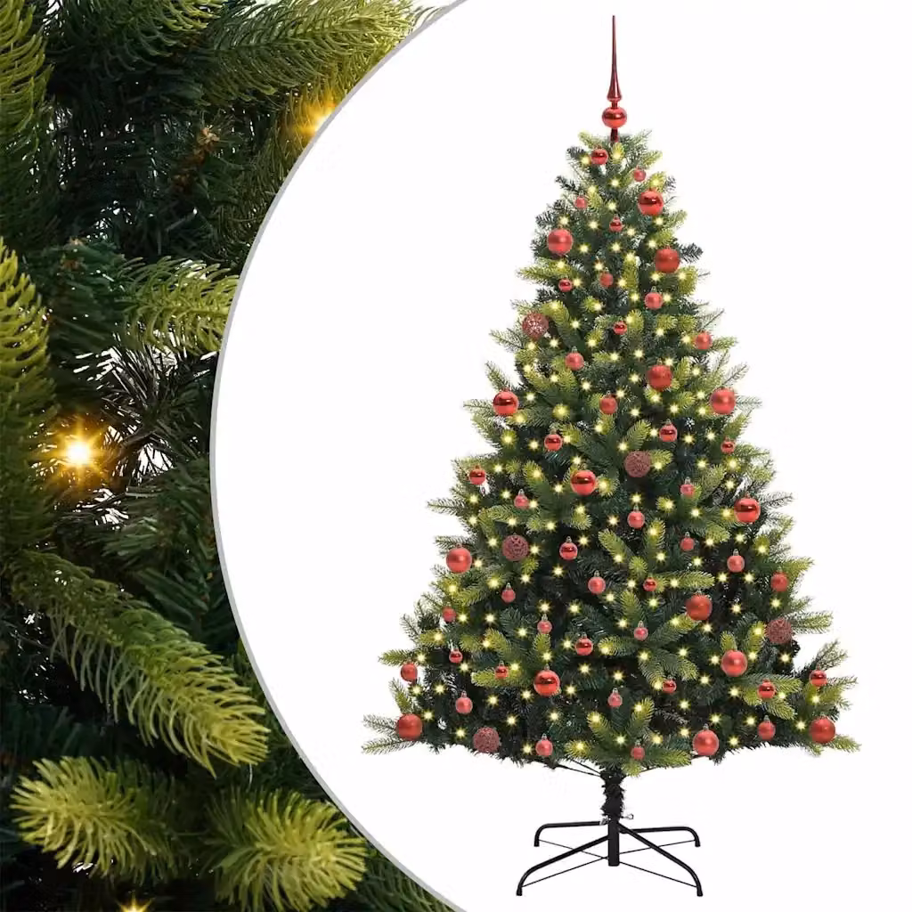 Albero di Natale Artificiale a Cerniera vidaXL Verde con 300 LED Bianco Caldo – 2