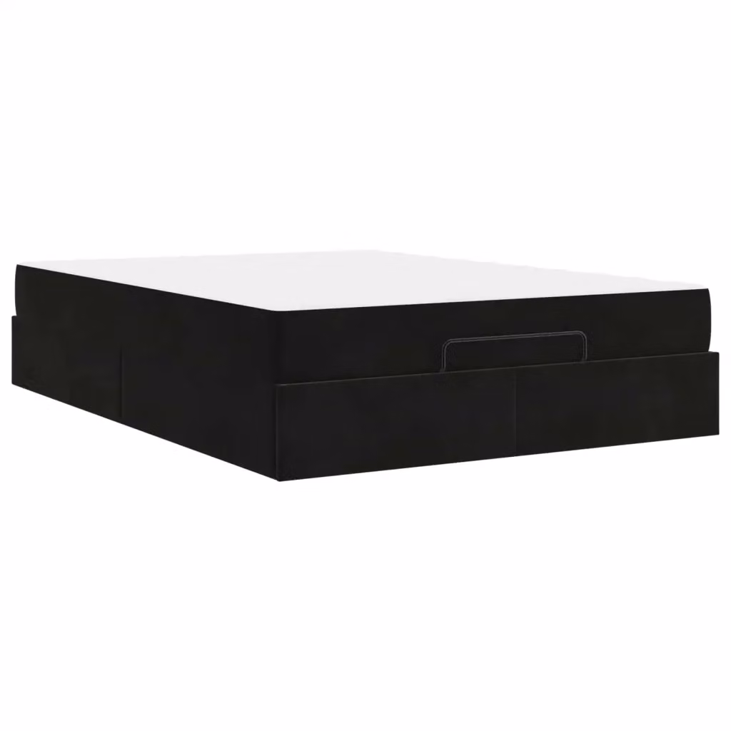 Letto moderno vidaXL con struttura in velluto nero e 2 materassi in schiuma L: 160 cm, P: 200 cm, H: 66 cm – 2