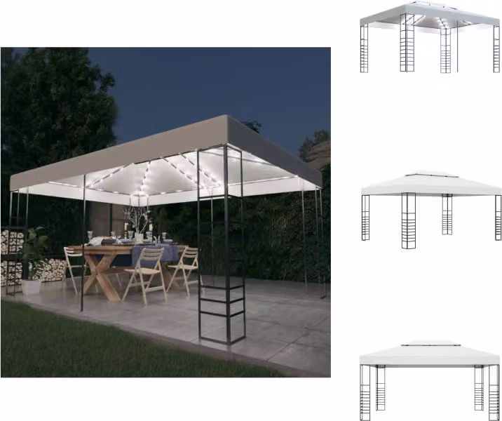 vidaXL Padiglione con luci LED 4x3x2,7 m bianco - Padiglioni e tende per feste