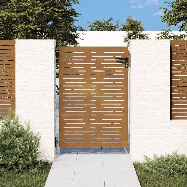 Cancello singolo da giardino vidaXL in acciaio Corten marrone L: 85 cm, H: 125 cm – 1