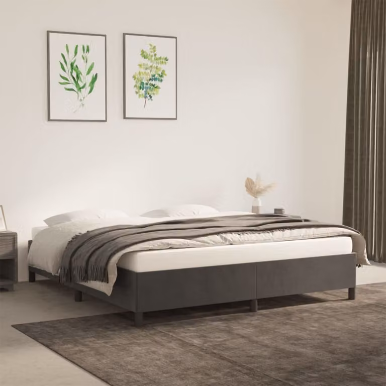 The Living Store Struttura letto grigio scuro 160x200 cm in velluto