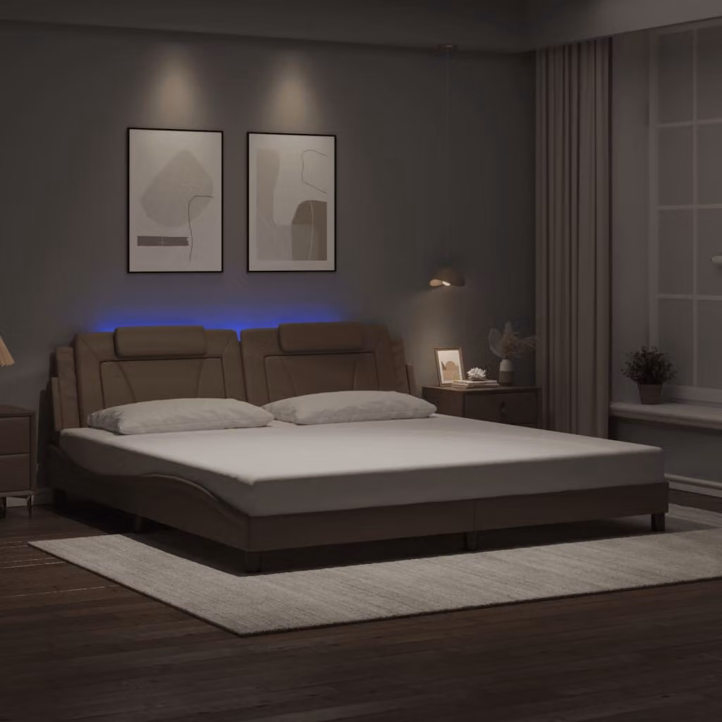 vidaXL Giroletto Viana con LED senza Materasso Cappuccino 200x200 cm