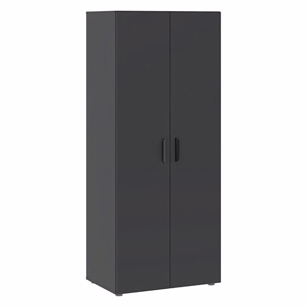 Armadio da camera da letto Malvito DMORA con 2 ante, ripiani e appendiabiti, Nero Antracite, L: 74 cm, H: 179 cm – 2