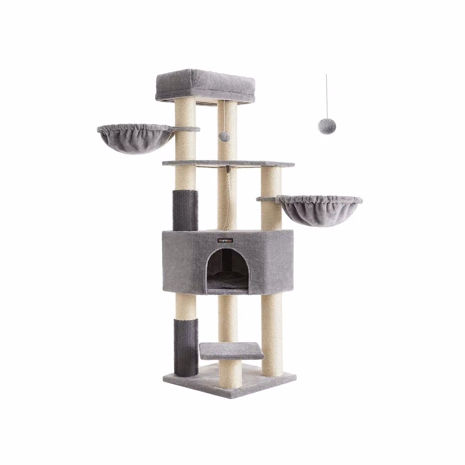 Albero per Gatti Grandi Grigio Tortora e Nero, Grigio Tortora + Bianco Crema