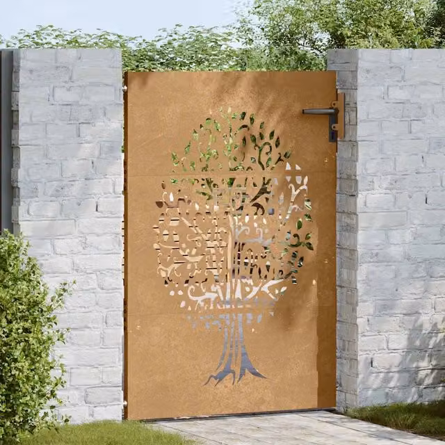 Cancello da giardino 85x150 cm con design ad albero 153211
