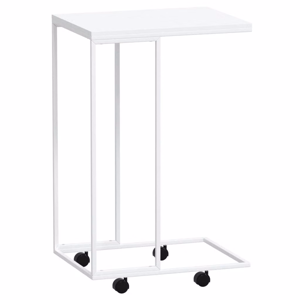 Tavolino con Ruote Bianco 40x30x63,5cm in Legno Multistrato