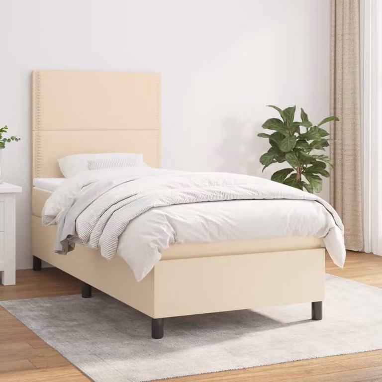 Maison Exclusive - Giroletto a Molle con Materasso Crema 90x200 cm inTessuto