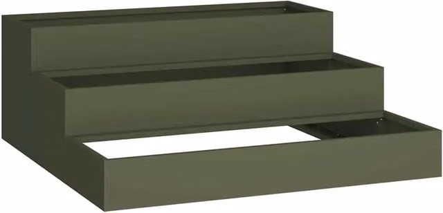 Portavaso da giardino esterno moderno, estetico e resistente 90 x 90 x 35 cm in metallo verde oliva 02_0052051
