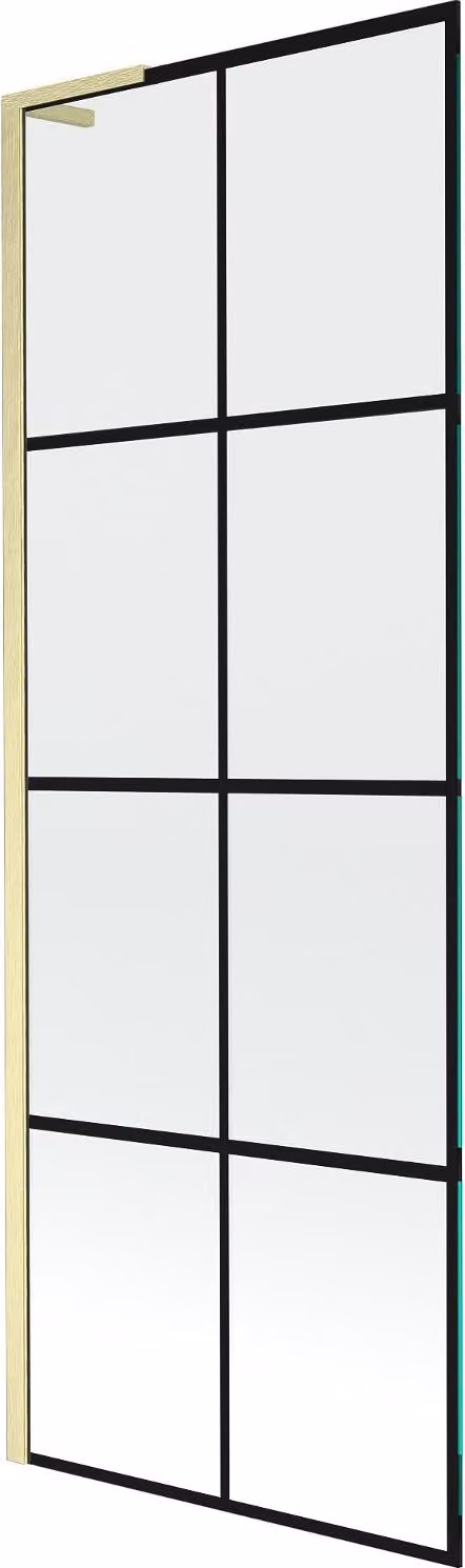 Mexen Next L parete vasca 1 anta 70 x 150 cm, griglia nera, oro spazzolato - 895-070-000-03-77-55