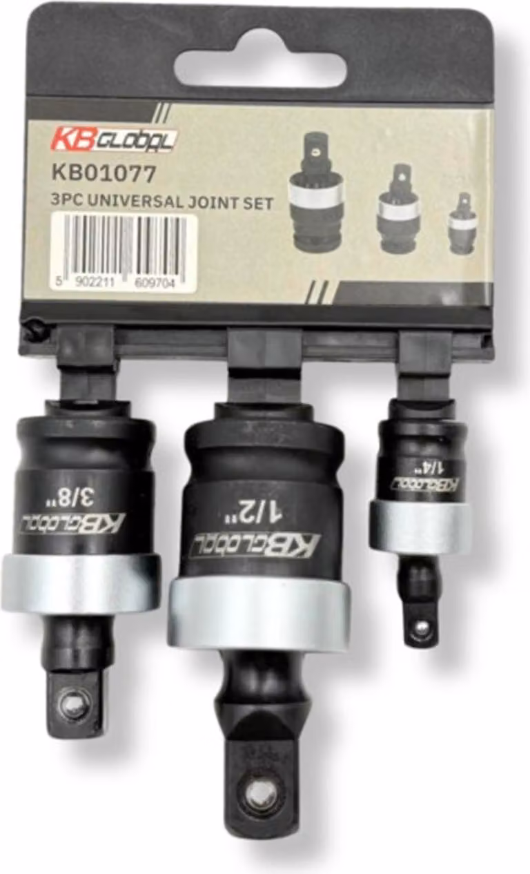 Set-kit adattatore bussola per avvitatore e snodo cardanico da 1/4" 3/8" 1/2", in Cr-Mo 3 pezzi