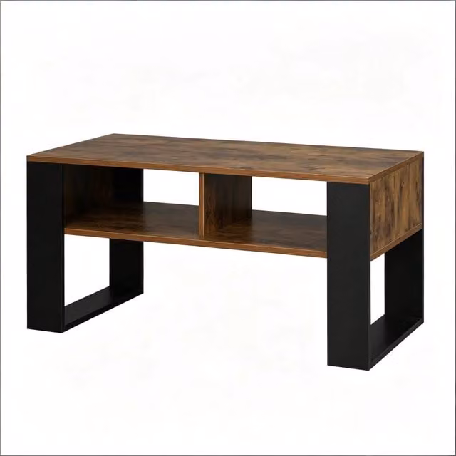 Tavolino da salotto moderno REDOM in legno nero e marrone L: 90 cm, P: 45 cm, H: 45 cm – 1
