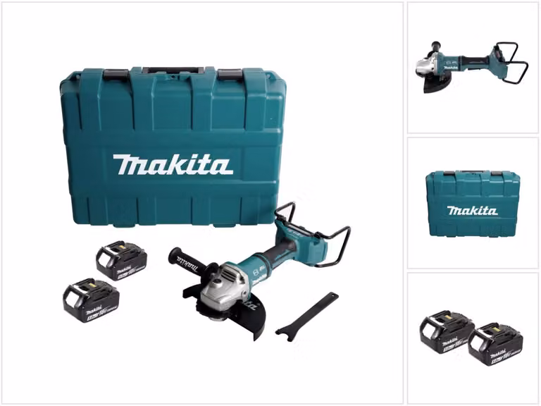 Makita DGA 900 TKX2 Smerigliatrice a batteria 36V (2x18V) 230mm + 2x Batterie 5,0Ah + Dado Ezynut + Valigetta Makita - senza caricabatterie