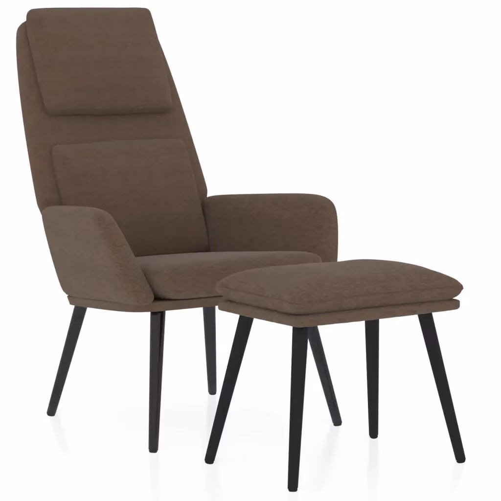 Poltrona Relax con Poggiapiedi vidaXL in Tessuto Marrone con Braccioli e Struttura in Legno e Metallo – 2