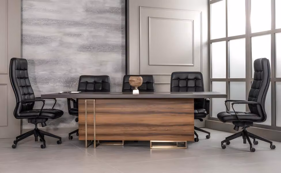Büro Set 5x Konferenzstühle & Konferenztisch Komplettset Besprechungstisch 6tlg.