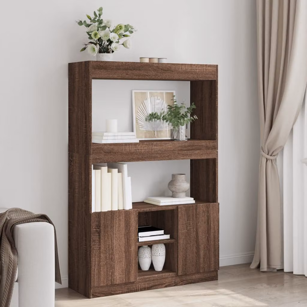 Credenza vidaXL in legno Rovere Marrone con ante a battente e ripiani interni L 92 cm, P 33 cm, H 140 cm